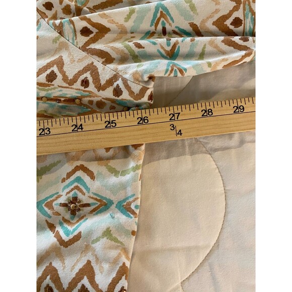 Alfred Dunner Women's Plus Sz 2X Beige Blue Aztec Design 3/4 Sleeve Top - Picture 13 of 14